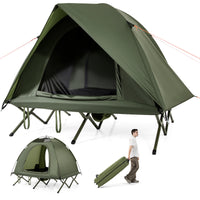 2-Person Camping Cot Tent, Foldable Off-Ground Camping Combo for Adults