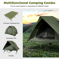 2-Person Camping Cot Tent, Foldable Off-Ground Camping Combo for Adults
