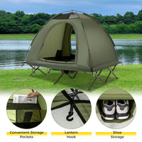 2-Person Camping Cot Tent, Foldable Off-Ground Camping Combo for Adults