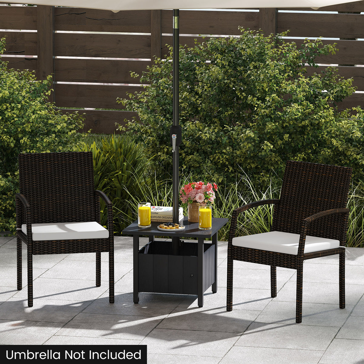 Outdoor Side Table with 48 mm Umbrella Hole, Patio Umbrella Table Base Stand