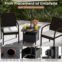 Outdoor Side Table with 48 mm Umbrella Hole, Patio Umbrella Table Base Stand