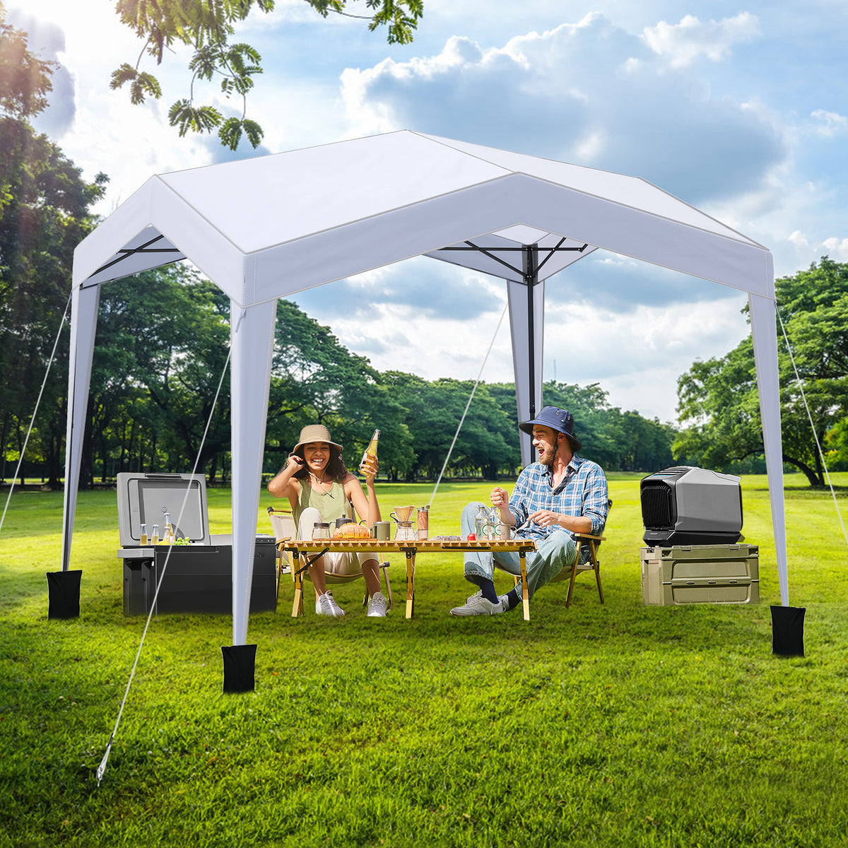 3 x 3 m Pop up Canopy Tent w/ Portable Wheeled Bag, 8 Stakes