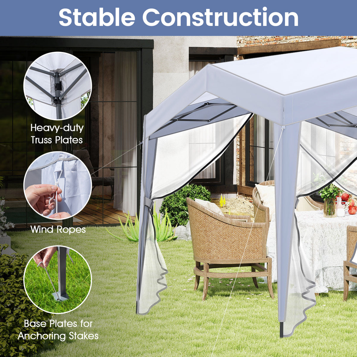 Foldable Screen Patio Shelter Gazebo