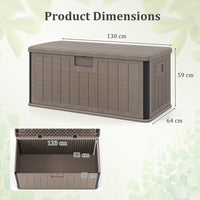 378 L Large Deck Box, 200kg Weight Capacity Indoor Outdoor Resin Storage Bench
