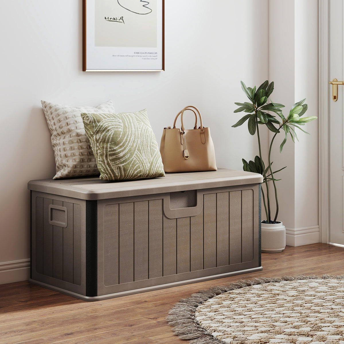 378 L Large Deck Box, 200kg Weight Capacity Indoor Outdoor Resin Storage Bench