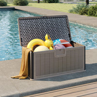 378 L Large Deck Box, 200kg Weight Capacity Indoor Outdoor Resin Storage Bench