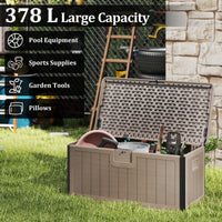 378 L Large Deck Box, 200kg Weight Capacity Indoor Outdoor Resin Storage Bench