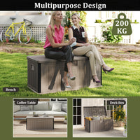 378 L Large Deck Box, 200kg Weight Capacity Indoor Outdoor Resin Storage Bench