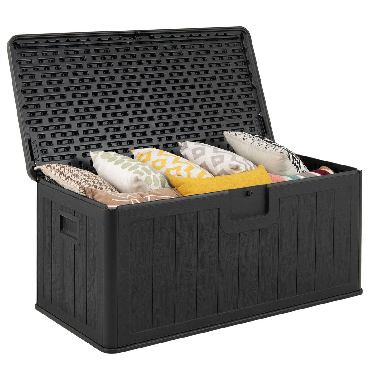 378 L Large Deck Box, 200kg Weight Capacity Indoor Outdoor Resin Storage Bench