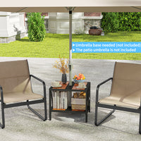 Outdoor Side Table with 4 cm Umbrella Hole, 2-Tier Patio Metal End Table