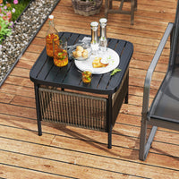 Outdoor PE Rattan Side Table with 4 cm Umbrella Hole