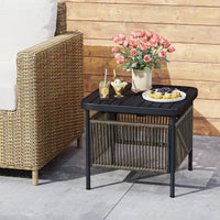 Outdoor PE Rattan Side Table with 4 cm Umbrella Hole