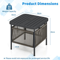 Outdoor PE Rattan Side Table with 4 cm Umbrella Hole