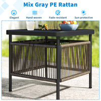 Outdoor PE Rattan Side Table with 4 cm Umbrella Hole