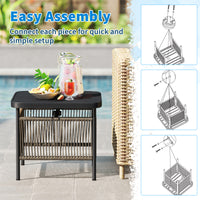 Outdoor PE Rattan Side Table with 4 cm Umbrella Hole