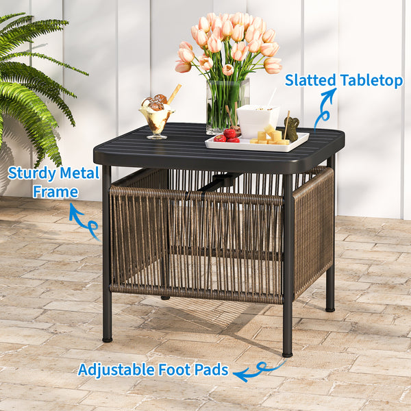 Outdoor PE Rattan Side Table with 4 cm Umbrella Hole