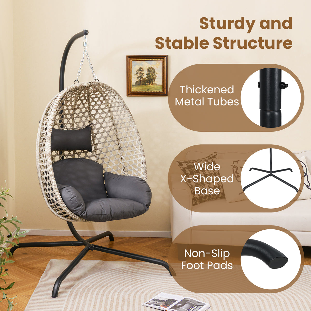 Hammock C-Stand, Heavy Duty Metal Hanging Chair Stand Only