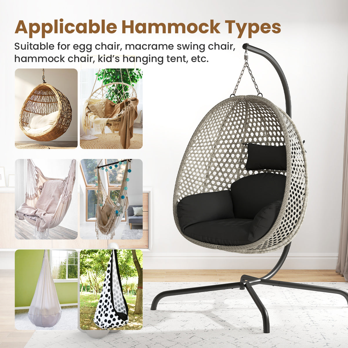 Hammock C-Stand, Heavy Duty Metal Hanging Chair Stand Only