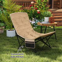 Folding Camping Chair for Adults, Portable Lounge Recliner w/ Adjustable Backrest