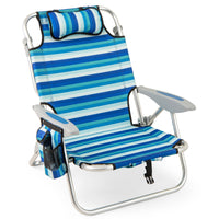 Folding Beach Chair for Adults, Portable Lightweight Aluminum Frame Low Sand Chair