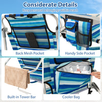 Folding Beach Chair for Adults, Portable Lightweight Aluminum Frame Low Sand Chair