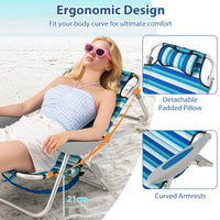 Folding Beach Chair for Adults, Portable Lightweight Aluminum Frame Low Sand Chair