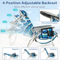 Folding Beach Chair for Adults, Portable Lightweight Aluminum Frame Low Sand Chair