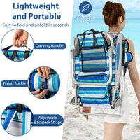 Folding Beach Chair for Adults, Portable Lightweight Aluminum Frame Low Sand Chair