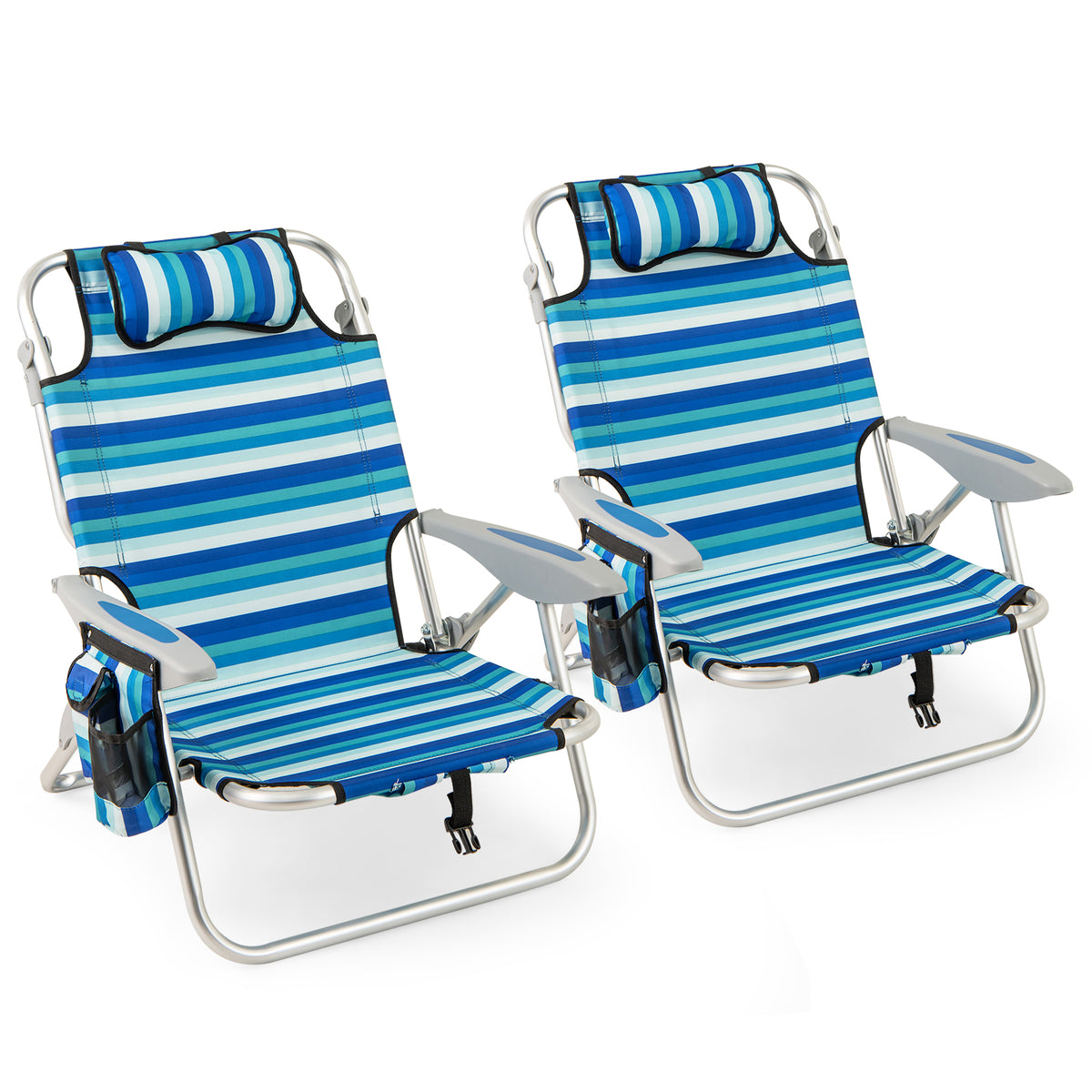 Folding Beach Chair for Adults, Portable Lightweight Aluminum Frame Low Sand Chair