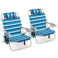 Folding Beach Chair for Adults, Portable Lightweight Aluminum Frame Low Sand Chair