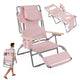 3-IN-1 Foldable Beach Chair, Lay-Flat Tanning Chair w/ Face Hole, Footrest, Adjustable Backrest