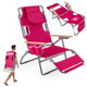 3-IN-1 Foldable Beach Chair, Lay-Flat Tanning Chair w/ Face Hole, Footrest, Adjustable Backrest