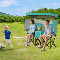 Double Beach Chair w/ Adjustable Canopy, 3 -Side Shading Curtains