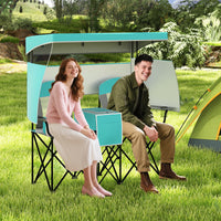 Double Beach Chair w/ Adjustable Canopy, 3 -Side Shading Curtains