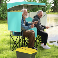 Double Beach Chair w/ Adjustable Canopy, 3 -Side Shading Curtains