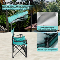 Double Beach Chair w/ Adjustable Canopy, 3 -Side Shading Curtains