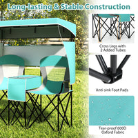 Double Beach Chair w/ Adjustable Canopy, 3 -Side Shading Curtains