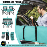 Double Beach Chair w/ Adjustable Canopy, 3 -Side Shading Curtains