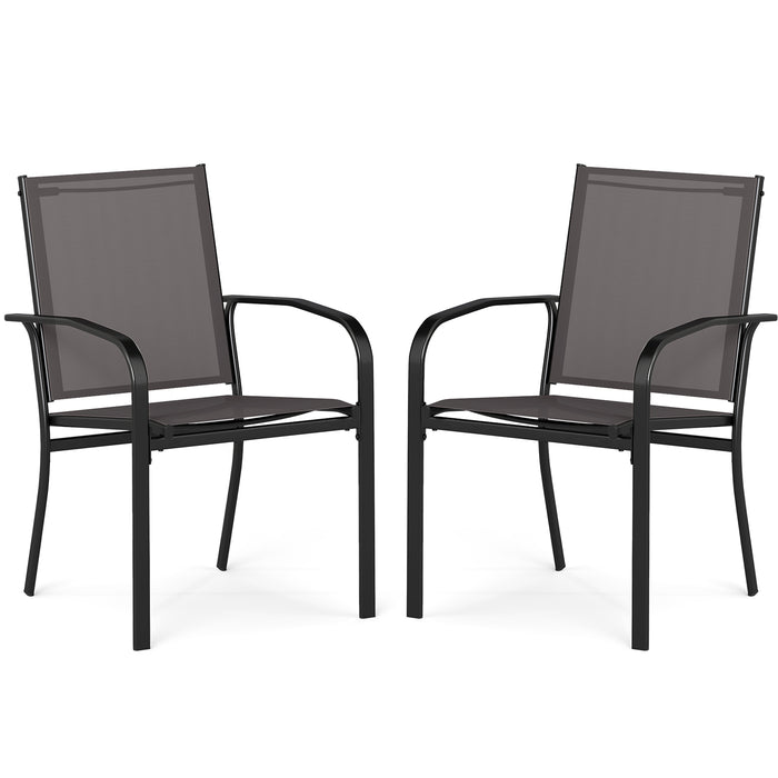 Outdoor Dining Chairs Set of 2 with Breathable Fabric