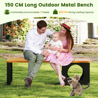 150 CM Long Outdoor Metal Bench w/ Cat House, Scratching Pad