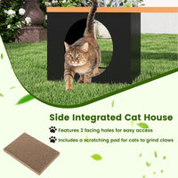 150 CM Long Outdoor Metal Bench w/ Cat House, Scratching Pad