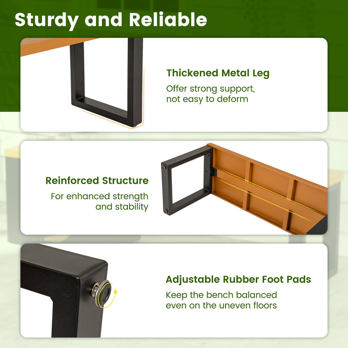 150 CM Long Outdoor Metal Bench w/ Cat House, Scratching Pad