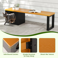 150 CM Long Outdoor Metal Bench w/ Cat House, Scratching Pad