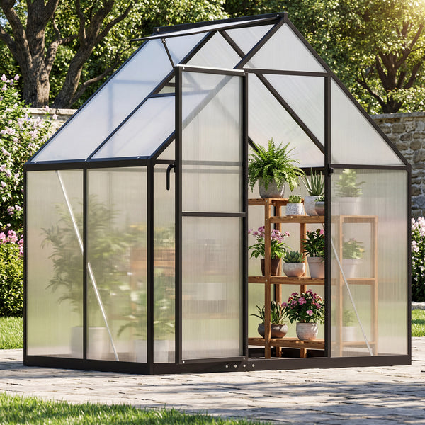 180 x 123 cm Polycarbonate Greenhouse with Adjustable Roof Vent