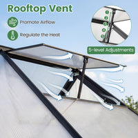 190 x 130 x 200 cm Polycarbonate Greenhouse with Adjustable Roof Vent