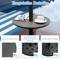50CM Round Umbrella Table Tray Outdoor Adjustable Umbrella Table w/Umbrella Hole