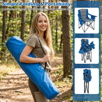 Oversized Camping Chair, Portable Folding Chair with Zippered Cooler Pouch & Cup Holder