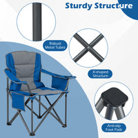 Oversized Camping Chair, Portable Folding Chair with Zippered Cooler Pouch & Cup Holder