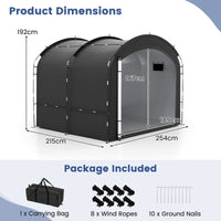 Bike Storage Shed Tent with Waterproof Silver Coated Fabric for 8 Bicycles