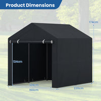 220x160 CM Heavy-Duty Portable Storage Shed, Waterproof Outdoor Carport Garage Tent